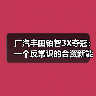 广汽丰田铂智3X夺冠:一个反常识的合资新能源样本(图2) 广汽丰田铂智3X夺冠:一个反常识的合资新能源样本(图2)